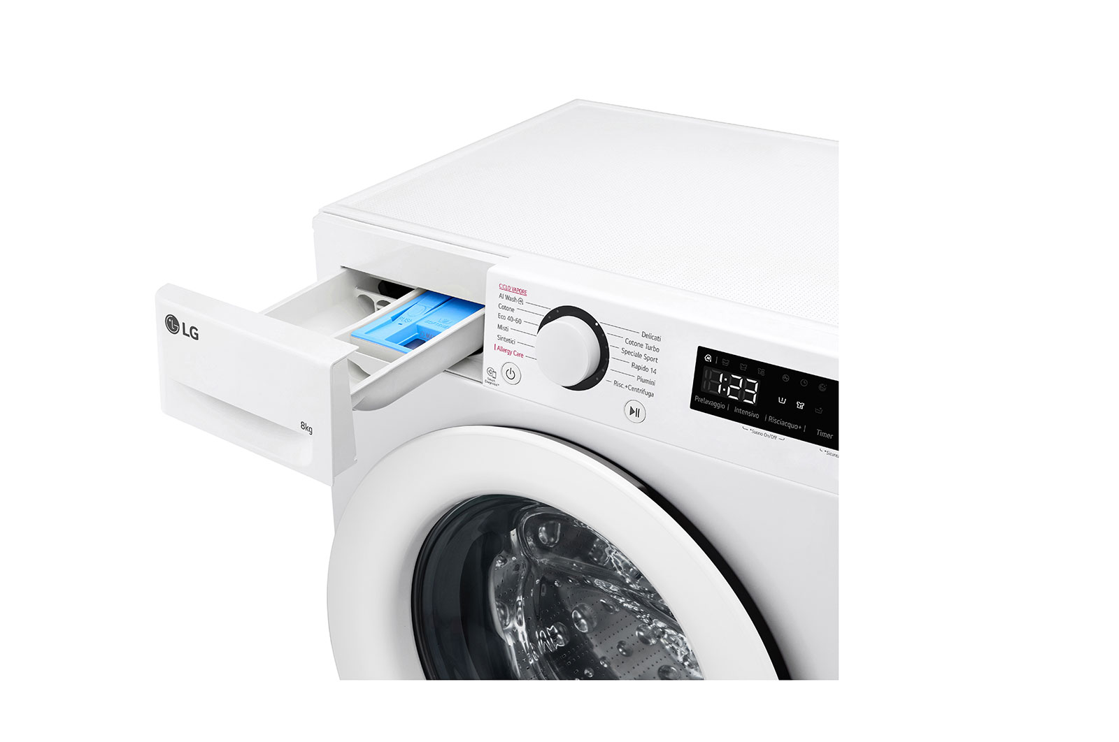 LG Lavatrice slim 8kg AI DD™ | Serie R3 Classe A-10% | 1200 giri, Lavaggio a vapore, Lavaggio con AI, Direct Drive | White, F2R3S08NSWW