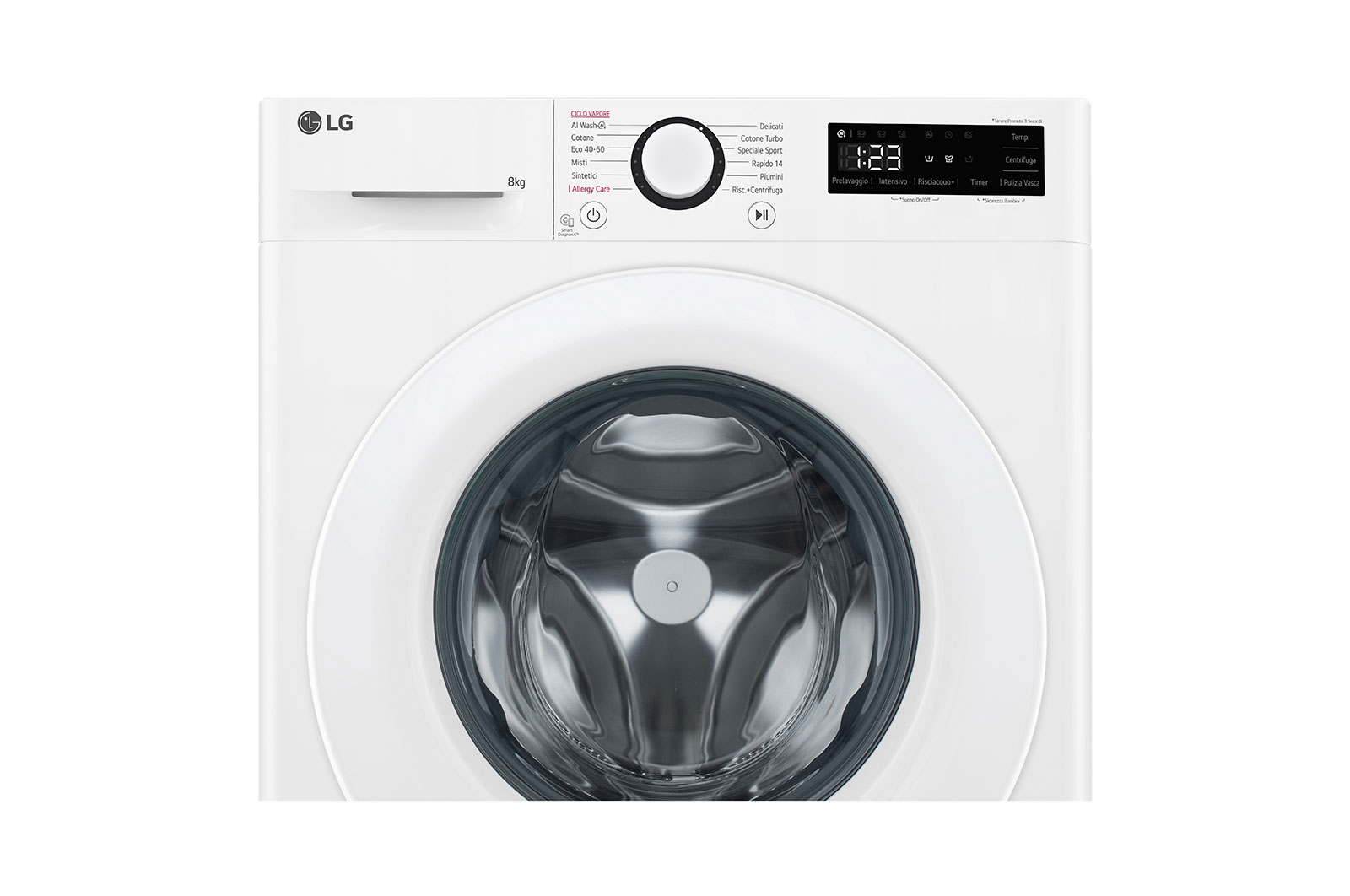 LG Lavatrice slim 8kg AI DD™ | Serie R3 Classe A-10% | 1200 giri, Lavaggio a vapore, Lavaggio con AI, Direct Drive | White, F2R3S08NSWW