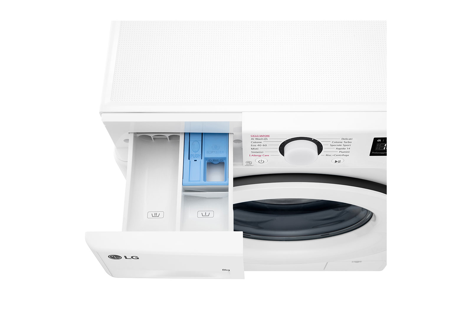 LG Lavatrice slim 8kg AI DD™ | Serie R3 Classe A-10% | 1200 giri, Lavaggio a vapore, Lavaggio con AI, Direct Drive | White, F2R3S08NSWW