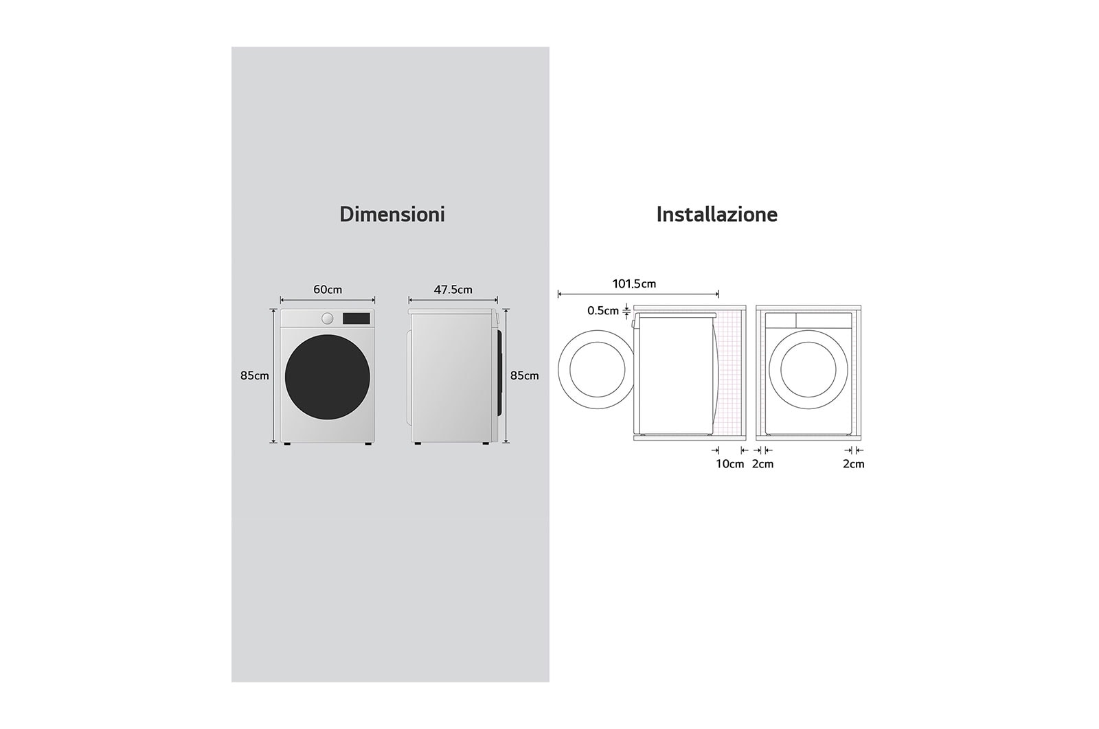 LG Lavatrice slim 8kg AI DD™ | Serie R3 Classe A-10% | 1200 giri, Lavaggio a vapore, Lavaggio con AI, Direct Drive | White, F2R3S08NSWW