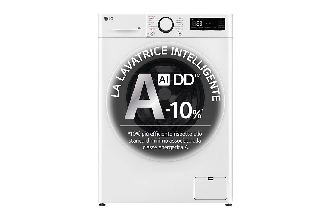 LG Lavatrice slim 8kg AI DD™ | Serie R3 Classe A-10% | 1200 giri, Lavaggio a vapore, Lavaggio con AI, Direct Drive | White, F2R3S08NSWW