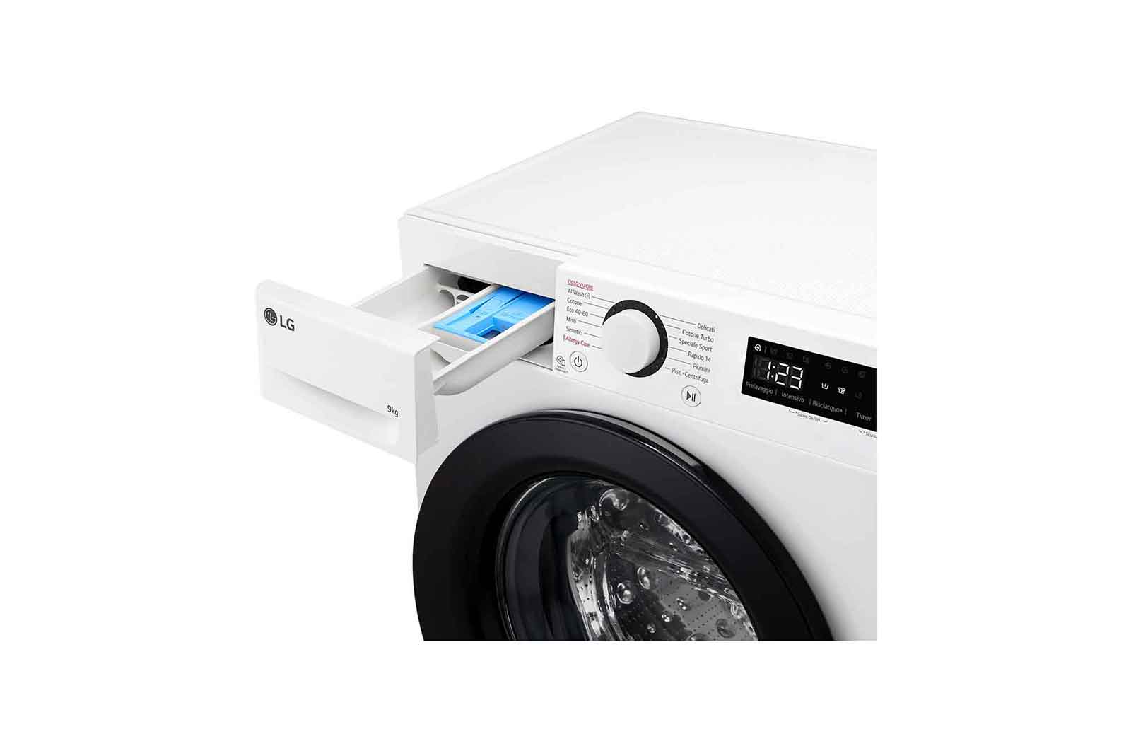 LG Lavatrice slim 9kg AI DD™ | Serie R3 Classe A-10% | 1200 giri, Lavaggio a vapore, Lavaggio con AI, Motore Direct Drive | White, F2R3S09NSWB