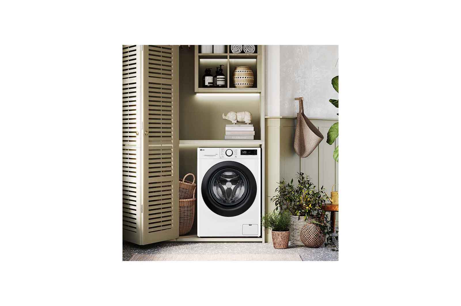 LG Lavatrice slim 9kg AI DD™ | Serie R3 Classe A-10% | 1200 giri, Lavaggio a vapore, Lavaggio con AI, Motore Direct Drive | White, F2R3S09NSWB