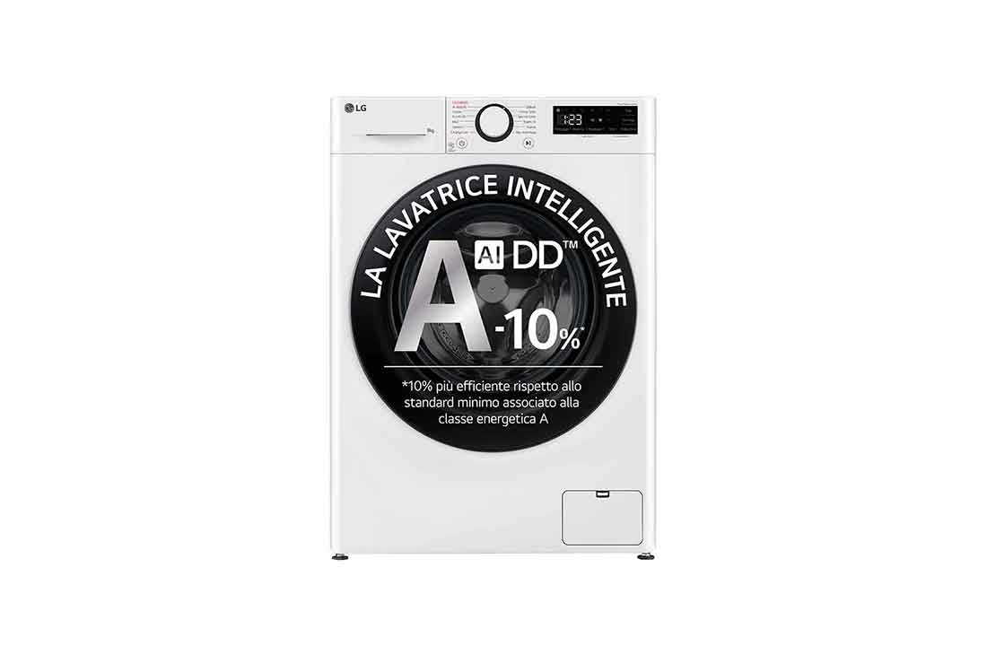 LG Lavatrice slim 9kg AI DD™ | Serie R3 Classe A-10% | 1200 giri, Lavaggio a vapore, Lavaggio con AI, Motore Direct Drive | White, F2R3S09NSWB