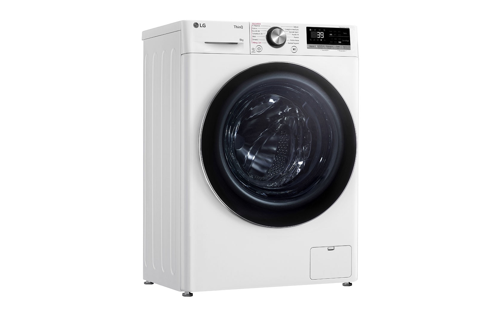 LG Lavatrice slim 9kg AI DD™ | Serie R7 Classe A-10% | 1200 giri, TurboWash 360, Vapore su 7 programmi, Wi-Fi | White, F2R7S09TSWC