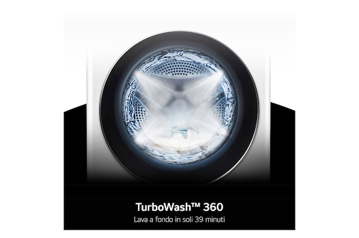 LG Lavatrice slim 9kg AI DD™ | Serie R7 Classe A-10% | 1200 giri, TurboWash 360, Vapore su 7 programmi, Wi-Fi | White, F2R7S09TSWC