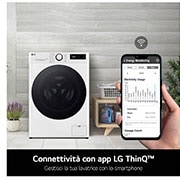 LG Lavatrice slim 9kg AI DD™ | Serie R7 Classe A-10% | 1200 giri, TurboWash 360, Vapore su 7 programmi, Wi-Fi | White, F2R7S09TSWC