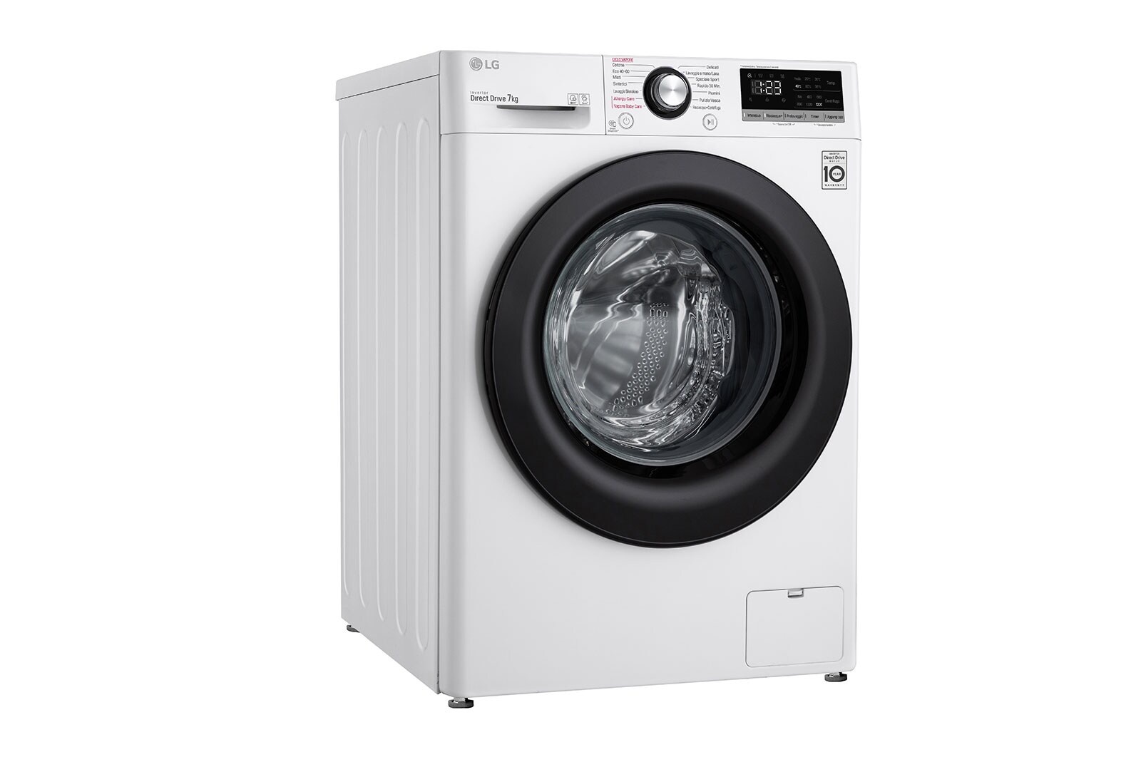 LG Lavatrice slim 7kg AI DD™ | Serie V2 Classe E | 1200 giri, Lavaggio a vapore, Inverter Direct Drive | White, F2WV2S7S6E