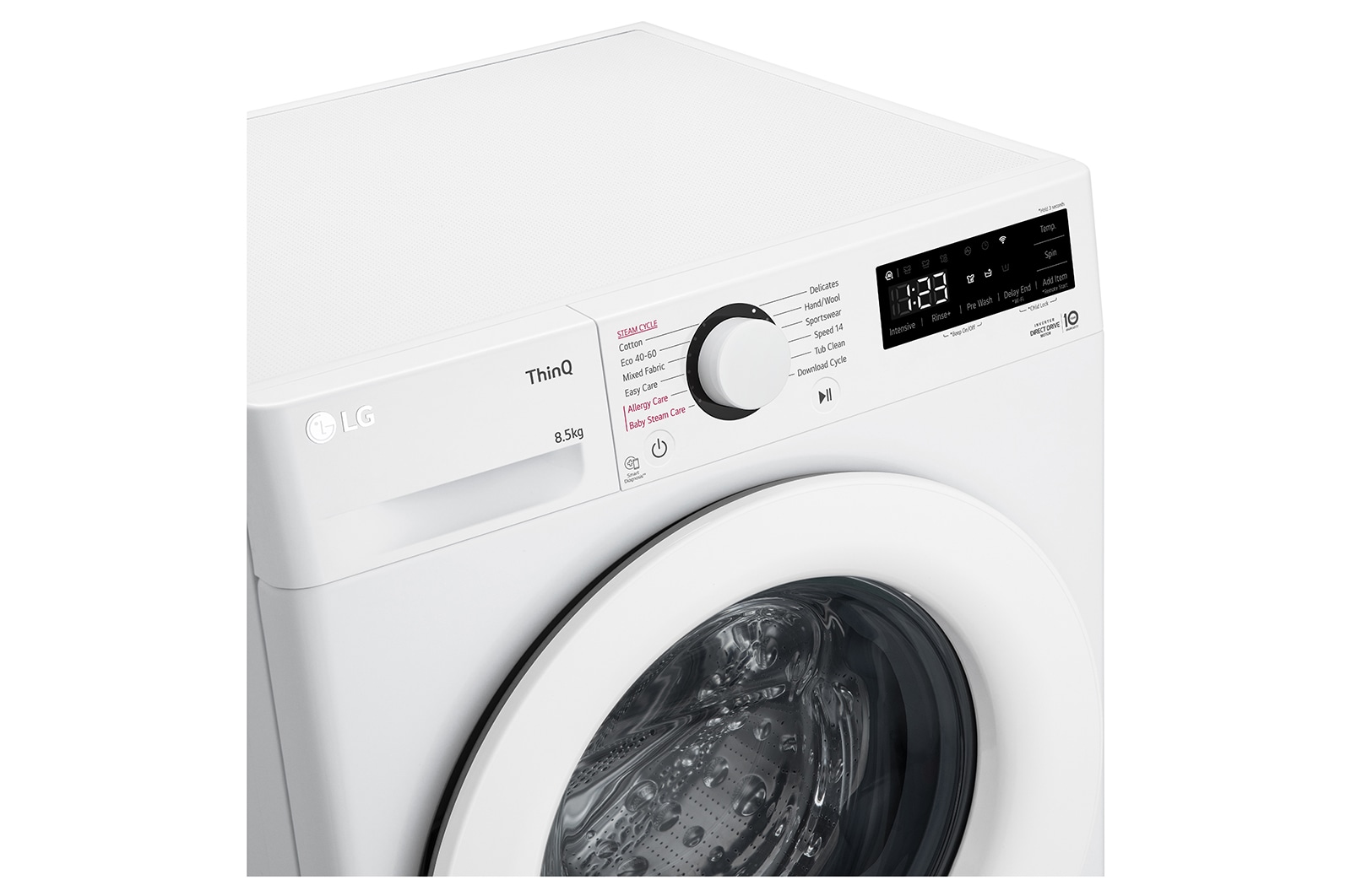 LG Lavatrice 8,5kg AI DD™ | Serie V3 Classe A | 1200 giri, Lavaggio a vapore, Wi-Fi, Inverter Direct Drive | White, F2WV308NEW3