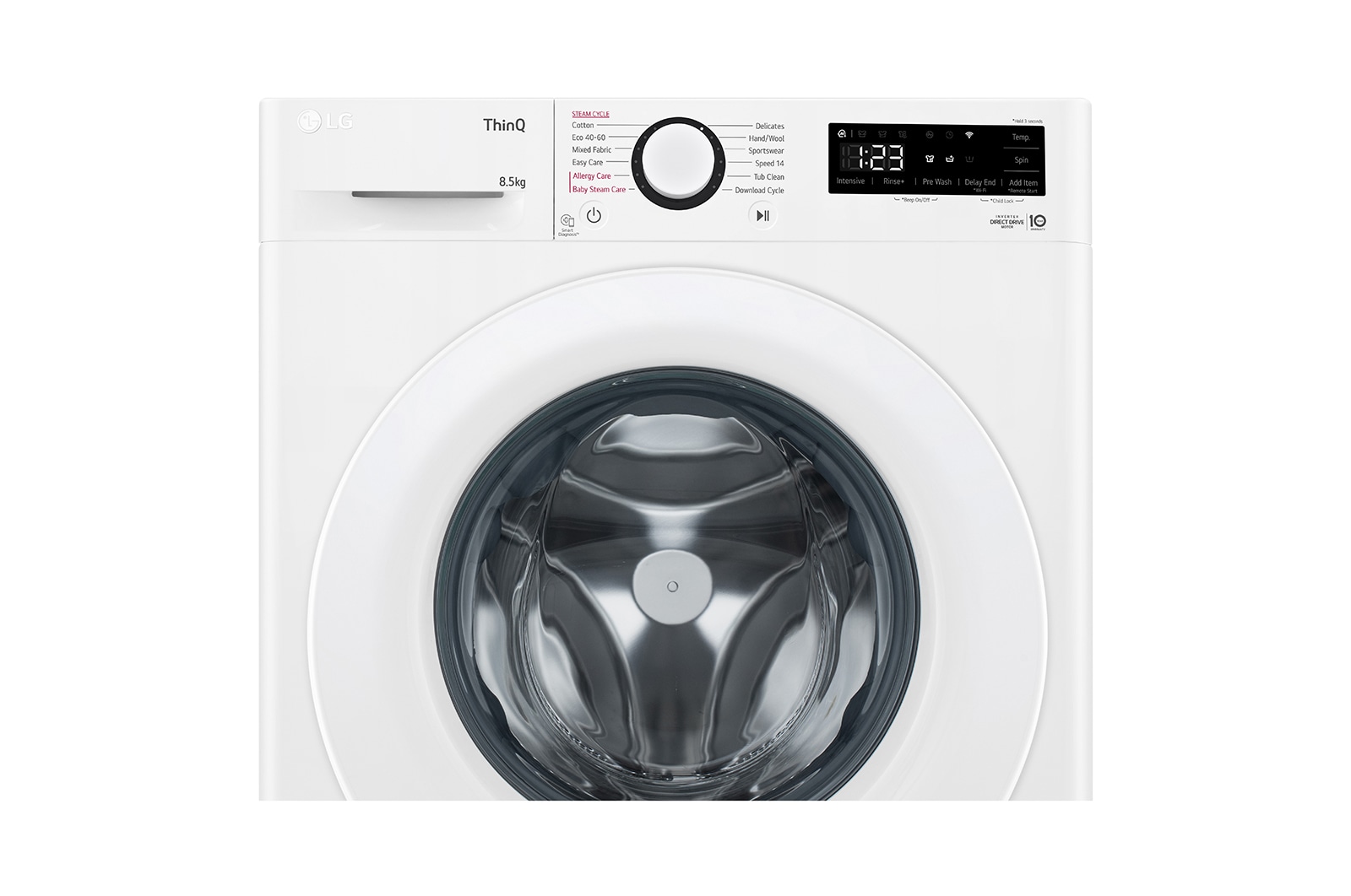 LG Lavatrice 8,5kg AI DD™ | Serie V3 Classe A | 1200 giri, Lavaggio a vapore, Wi-Fi, Inverter Direct Drive | White, F2WV308NEW3