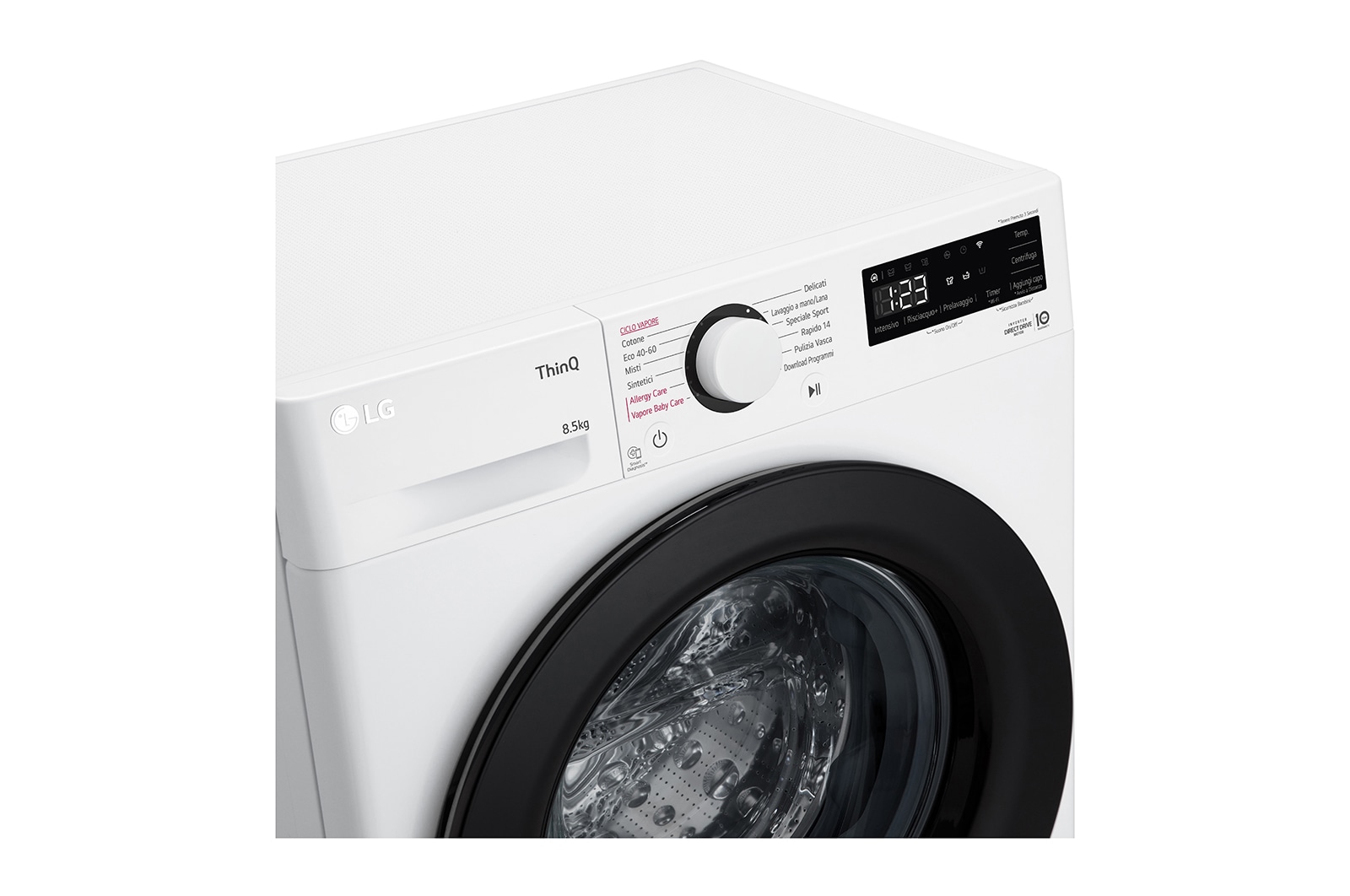 LG Lavatrice 8,5kg AI DD™ | Serie V3 Classe A | 1200 giri, Lavaggio a vapore, Wi-Fi, Inverter Direct Drive | White, F2WV308S6AW