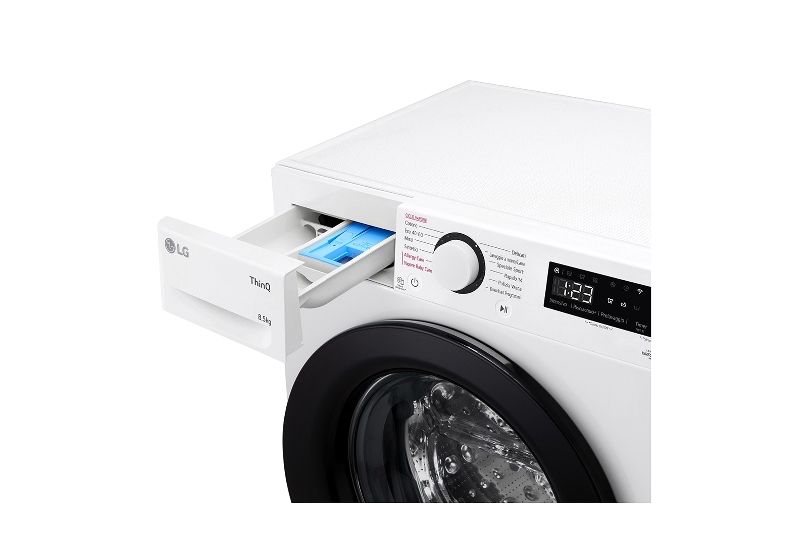 LG Lavatrice 8,5kg AI DD™ | Serie V3 Classe A | 1200 giri, Lavaggio a vapore, Wi-Fi, Inverter Direct Drive | White, F2WV308S6AW