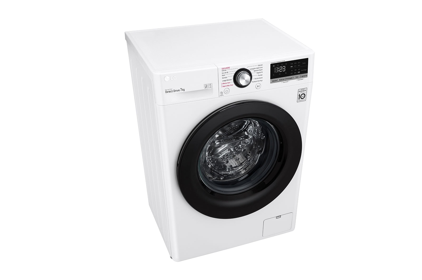 LG Lavatrice slim 7kg AI DD™ | Serie V3 Classe D | 1200 giri, Lavaggio a vapore, Inverter Direct Drive | White, F2WV3S7S6E