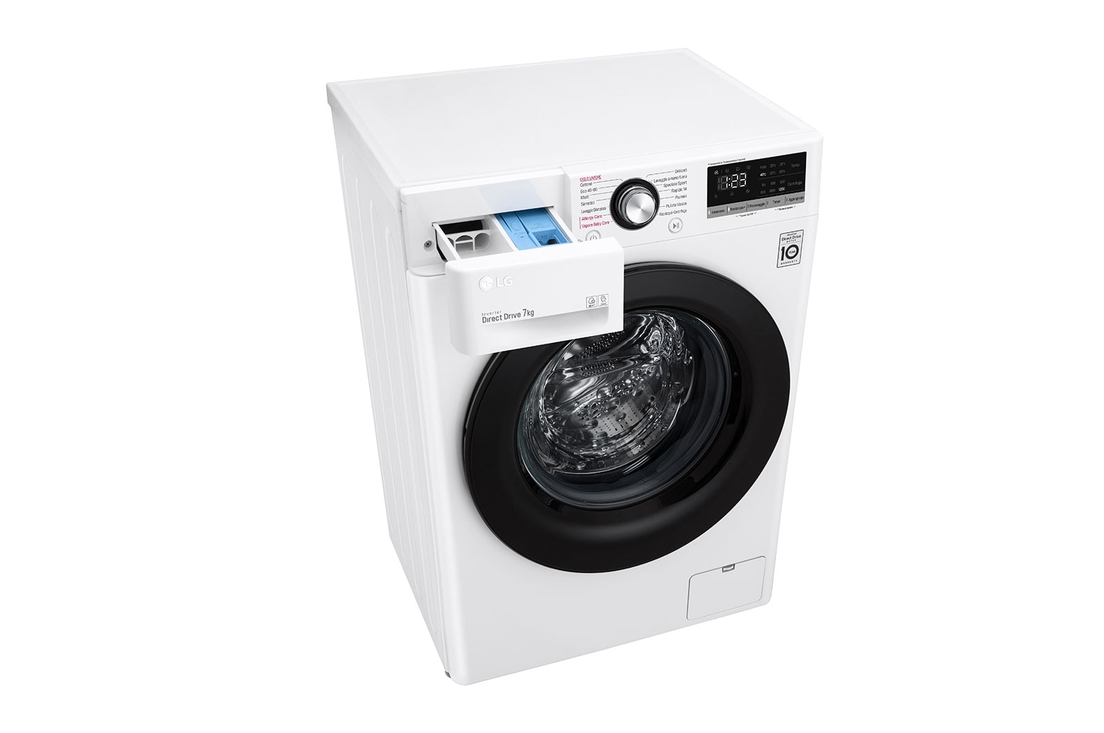 LG Lavatrice slim 7kg AI DD™ | Serie V3 Classe D | 1200 giri, Lavaggio a vapore, Inverter Direct Drive | White, F2WV3S7S6E
