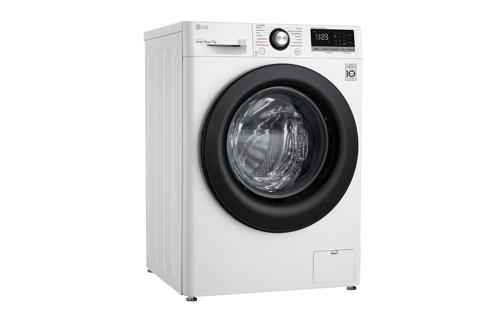 LG Lavatrice slim 7kg AI DD™ | Serie V3 Classe D | 1200 giri, Lavaggio a vapore, Inverter Direct Drive | White, F2WV3S7S6E