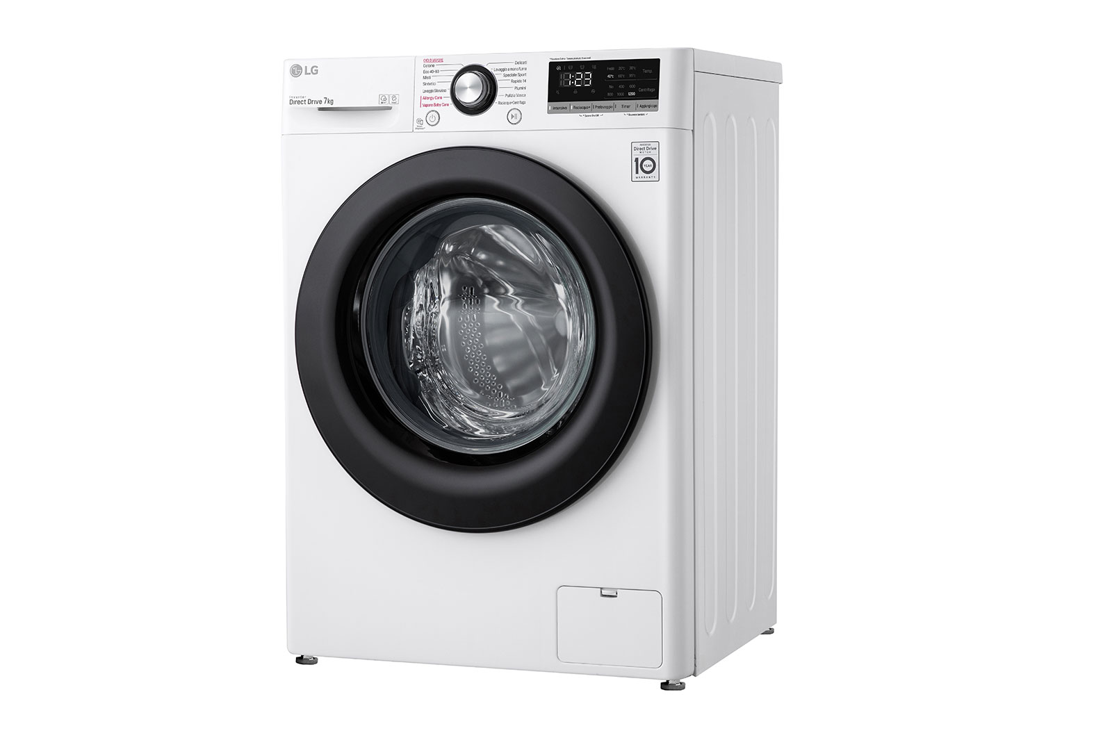LG Lavatrice slim 7kg AI DD™ | Serie V3 Classe D | 1200 giri, Lavaggio a vapore, Inverter Direct Drive | White, F2WV3S7S6E