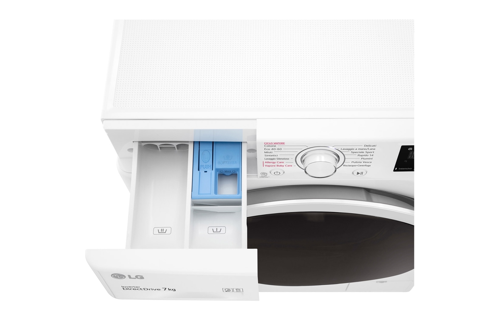 LG Lavatrice slim 7kg AI DD™ | Serie V3 Classe D | 1200 giri, Lavaggio a vapore, Inverter Direct Drive | White, F2WV3S7SHE