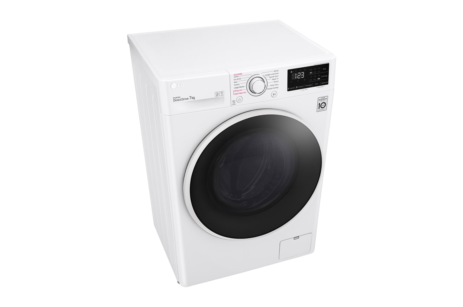 LG Lavatrice slim 7kg AI DD™ | Serie V3 Classe D | 1200 giri, Lavaggio a vapore, Inverter Direct Drive | White, F2WV3S7SHE