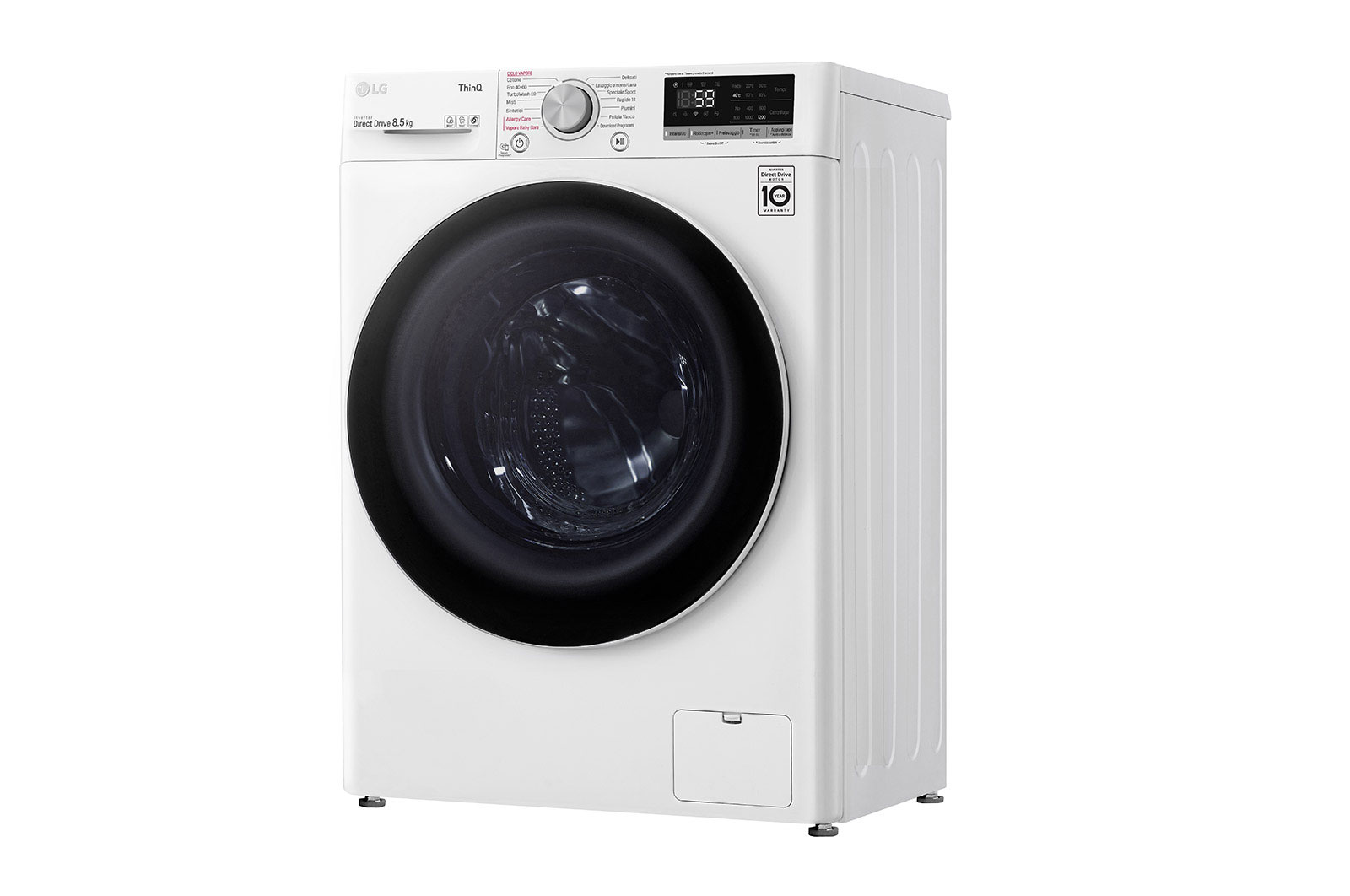 LG Lavatrice slim 8,5kg AI DD™ | Serie V5 Classe C | 1200 giri, TurboWash, Lavaggio a vapore, Wi-Fi | White, F2WV5S8S0E