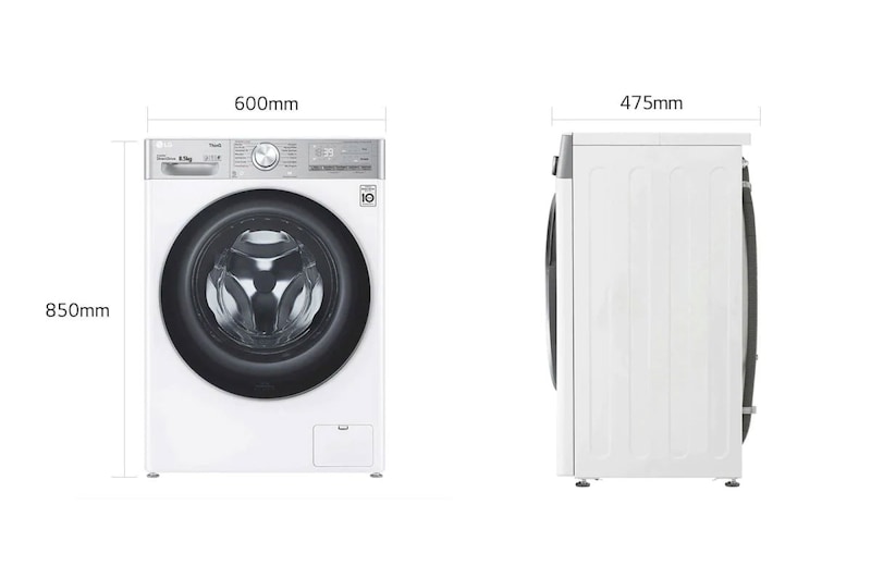 LG Lavatrice slim 8,5kg AI DD™ | Serie V9 Classe A | 1200 giri, TurboWash 360, Vapore antipiega, Wi-Fi | White, F2WV9S8P2E