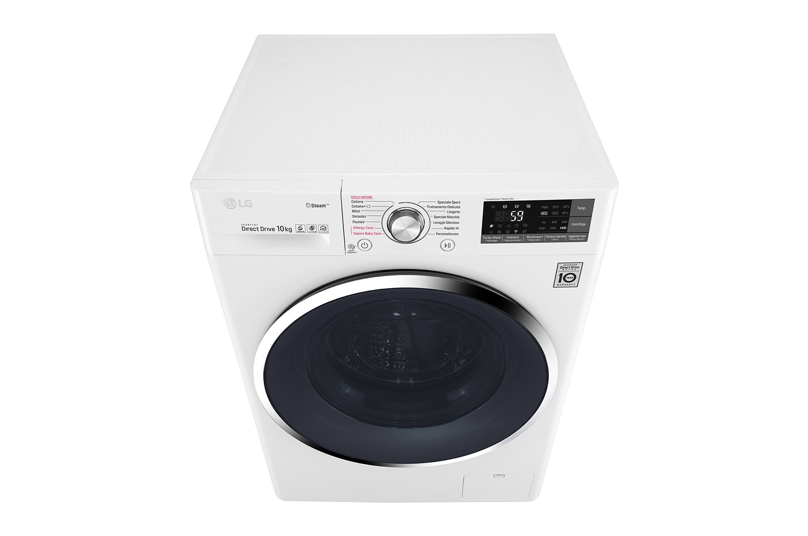 LG Lavatrice Smart TurboWash™ 10 kg  Lavaggio a vapore Oblò Inox, F4J7JY2W