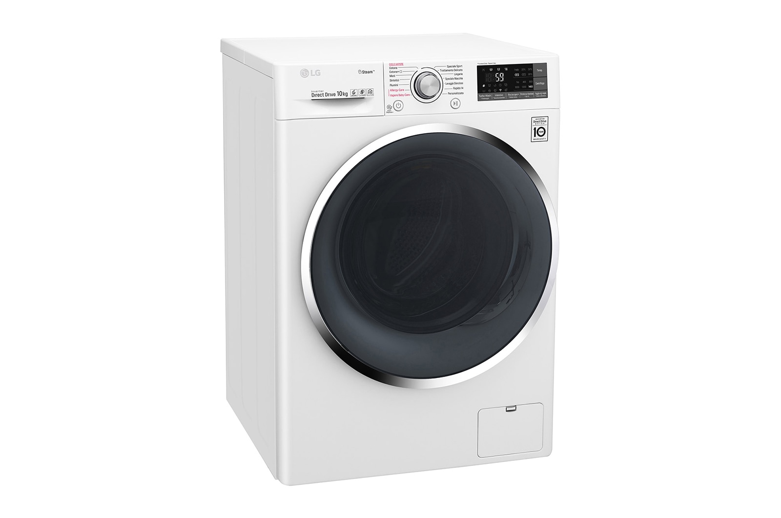 LG Lavatrice Smart TurboWash™ 10 kg  Lavaggio a vapore Oblò Inox, F4J7JY2W