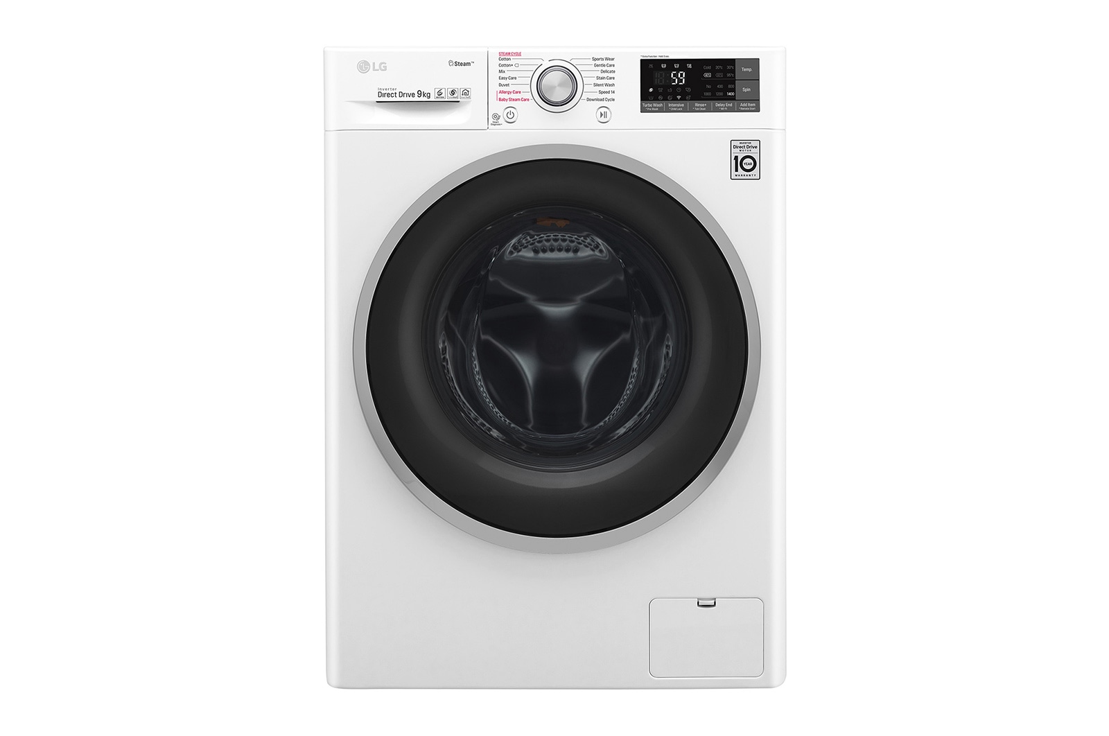 LG Lavatrice Smart TurboWash™ 9 kg  Lavaggio a vapore Oblò Ring Silver Cromato, F4J7VY1W