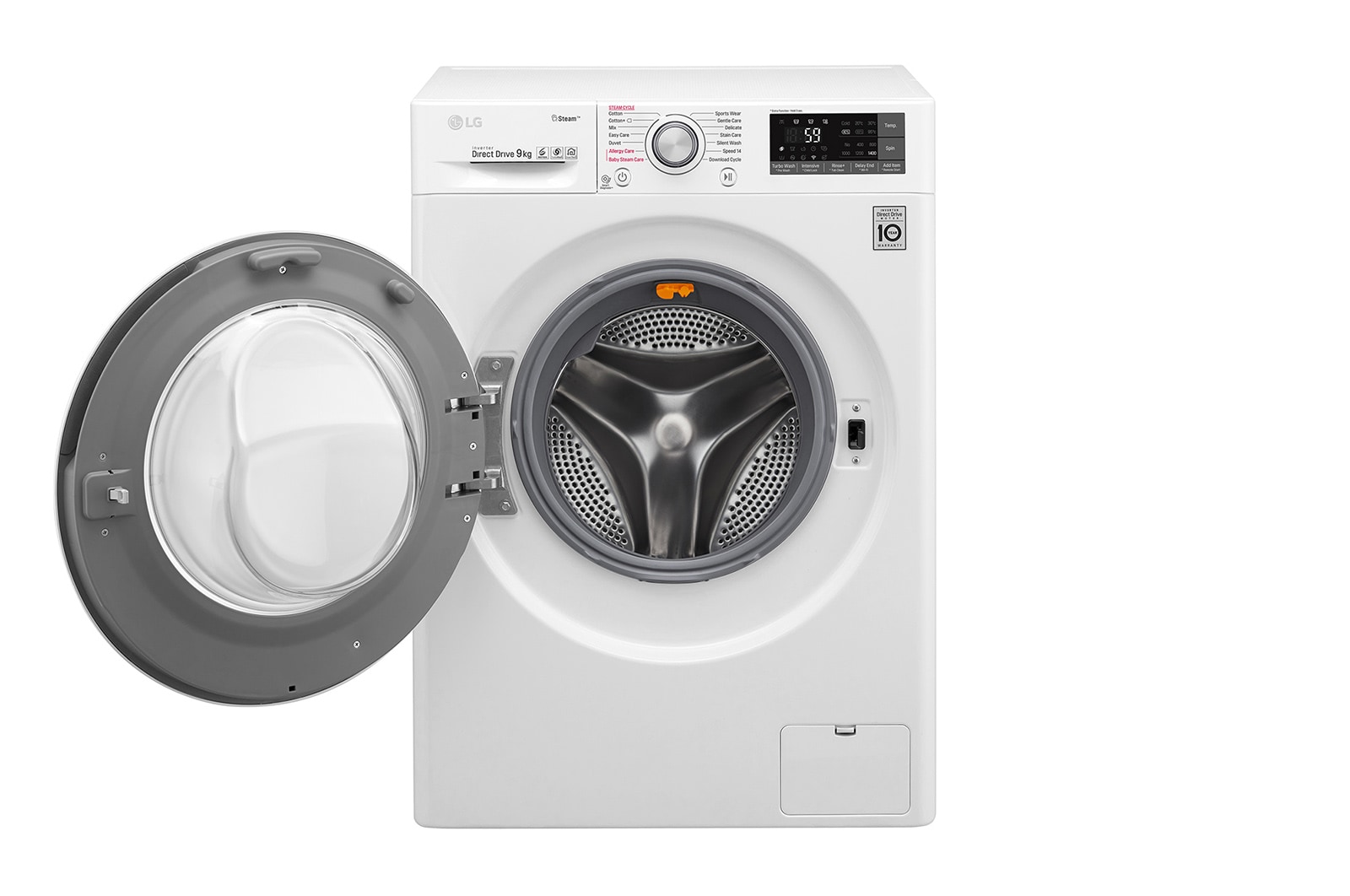 LG Lavatrice Smart TurboWash™ 9 kg  Lavaggio a vapore Oblò Ring Silver Cromato, F4J7VY1W