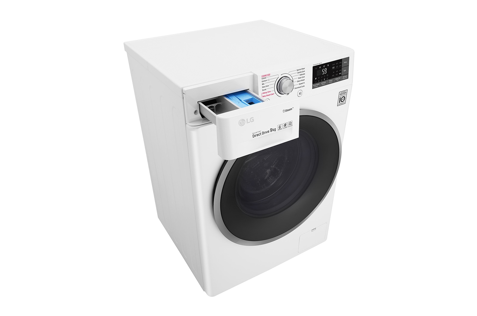 LG Lavatrice Smart TurboWash™ 9 kg  Lavaggio a vapore Oblò Ring Silver Cromato, F4J7VY1W