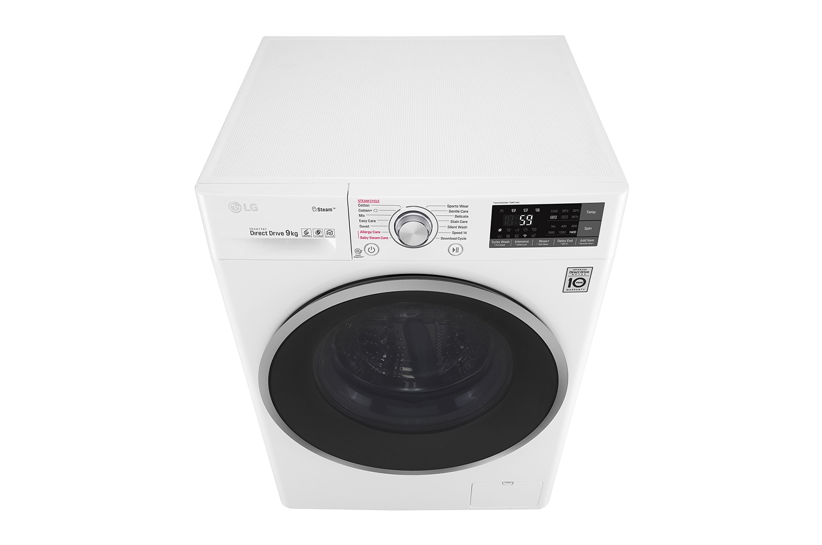 LG Lavatrice Smart TurboWash™ 9 kg  Lavaggio a vapore Oblò Ring Silver Cromato, F4J7VY1W