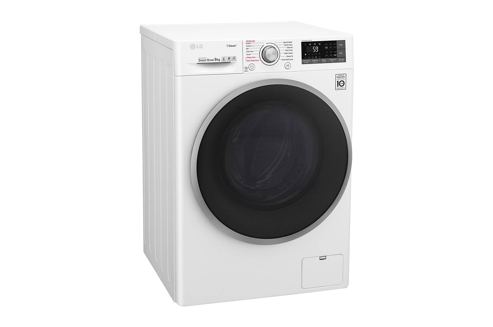 LG Lavatrice Smart TurboWash™ 9 kg  Lavaggio a vapore Oblò Ring Silver Cromato, F4J7VY1W