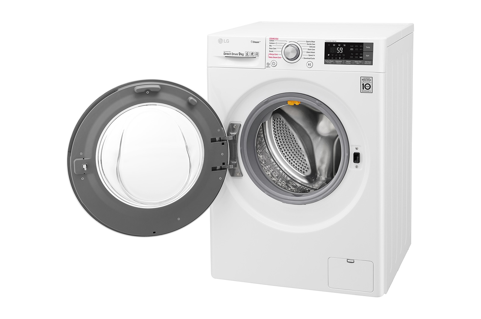 LG Lavatrice Smart TurboWash™ 9 kg  Lavaggio a vapore Oblò Ring Silver Cromato, F4J7VY1W