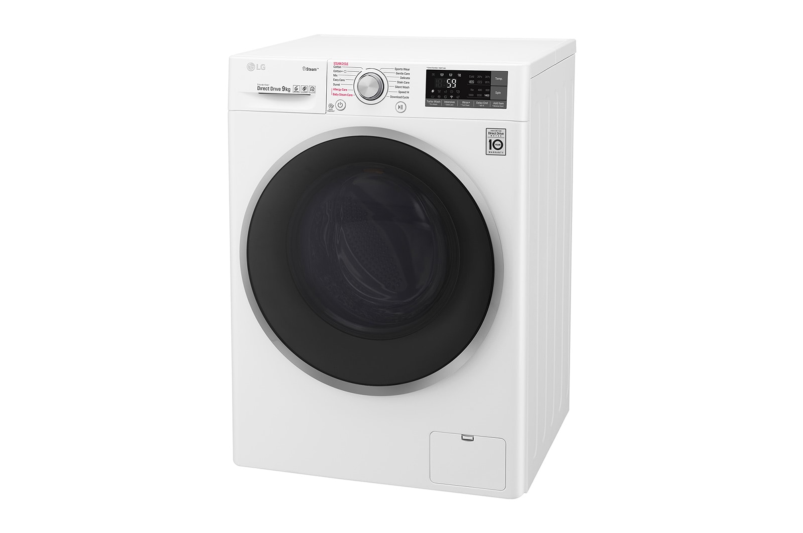 LG Lavatrice Smart TurboWash™ 9 kg  Lavaggio a vapore Oblò Ring Silver Cromato, F4J7VY1W