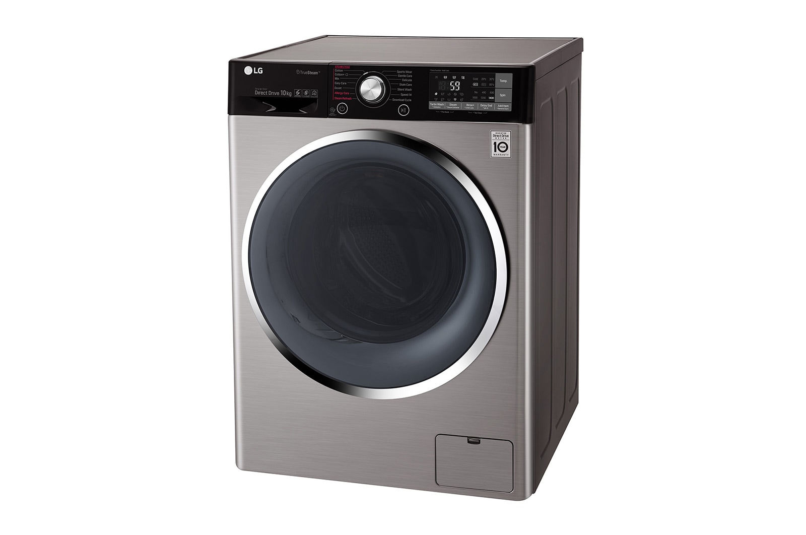 LG Lavatrice Smart TurboWash™ 10 kg  Lavaggio a vapore Oblò Ring Cromato, F4J9JS2T
