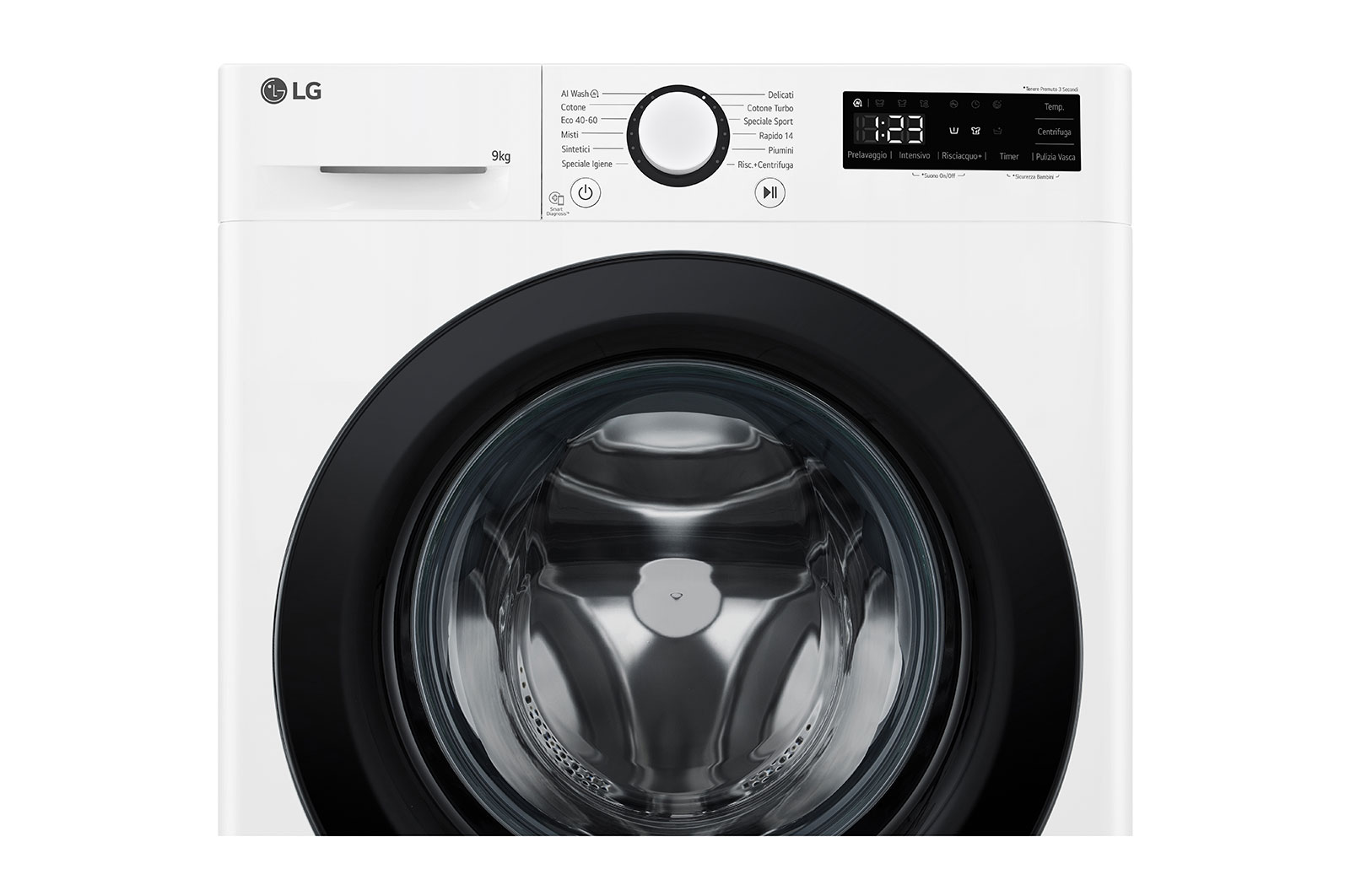 LG Lavatrice 9kg AI DD™ | Serie R3 Classe A-10% | 1400 giri, Lavaggio con AI, Smart Diagnosis, Motore Direct Drive | White, F4R3009NNWB