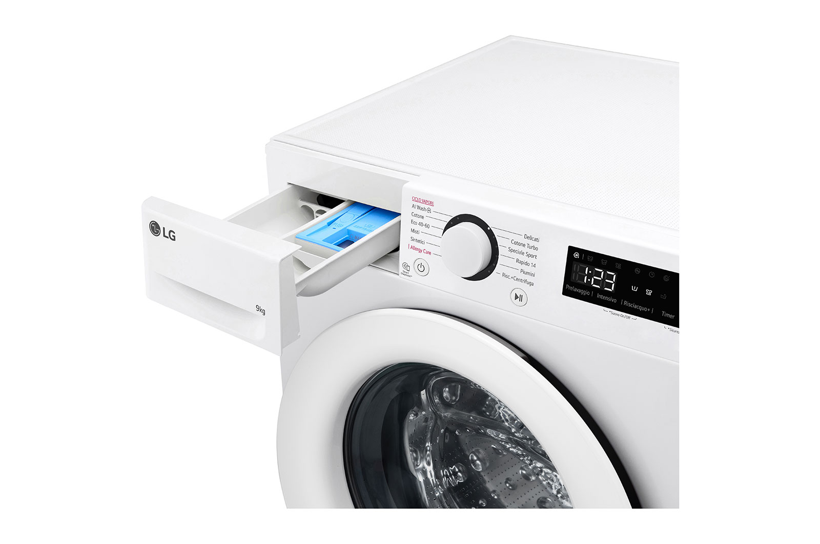 LG Lavatrice 9kg AI DD™ | Serie R3 Classe A-10% | 1400 giri, Lavaggio a vapore, Lavaggio con AI, Motore Direct Drive | White, F4R3009NSWW