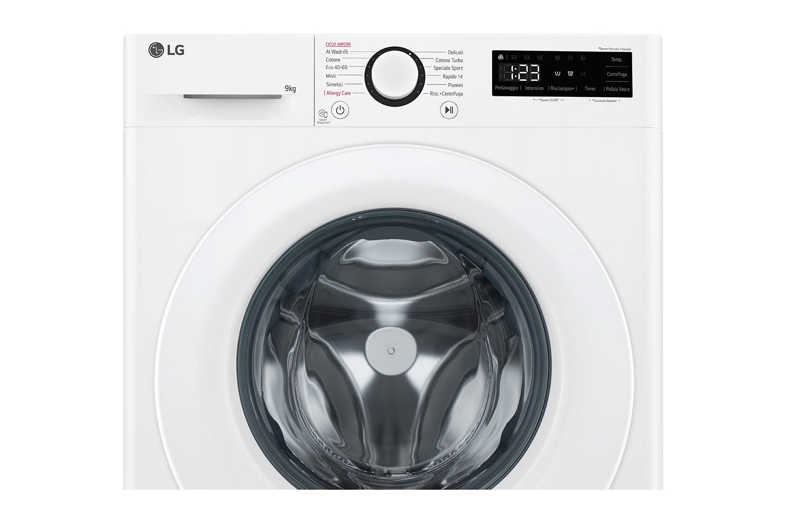 LG Lavatrice 9kg AI DD™ | Serie R3 Classe A-10% | 1400 giri, Lavaggio a vapore, Lavaggio con AI, Motore Direct Drive | White, F4R3009NSWW