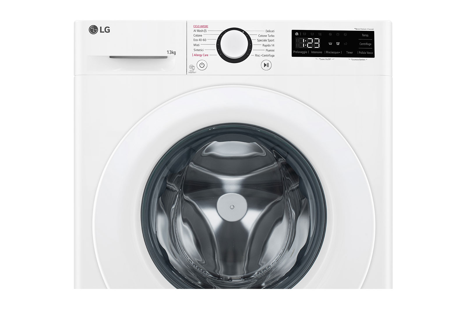 LG Lavatrice 13kg AI DD™ | Serie R3 Classe A-20% | 1400 giri, Lavaggio a vapore, Allergy Care, Inverter Direct Drive | White, F4R3013NSWW