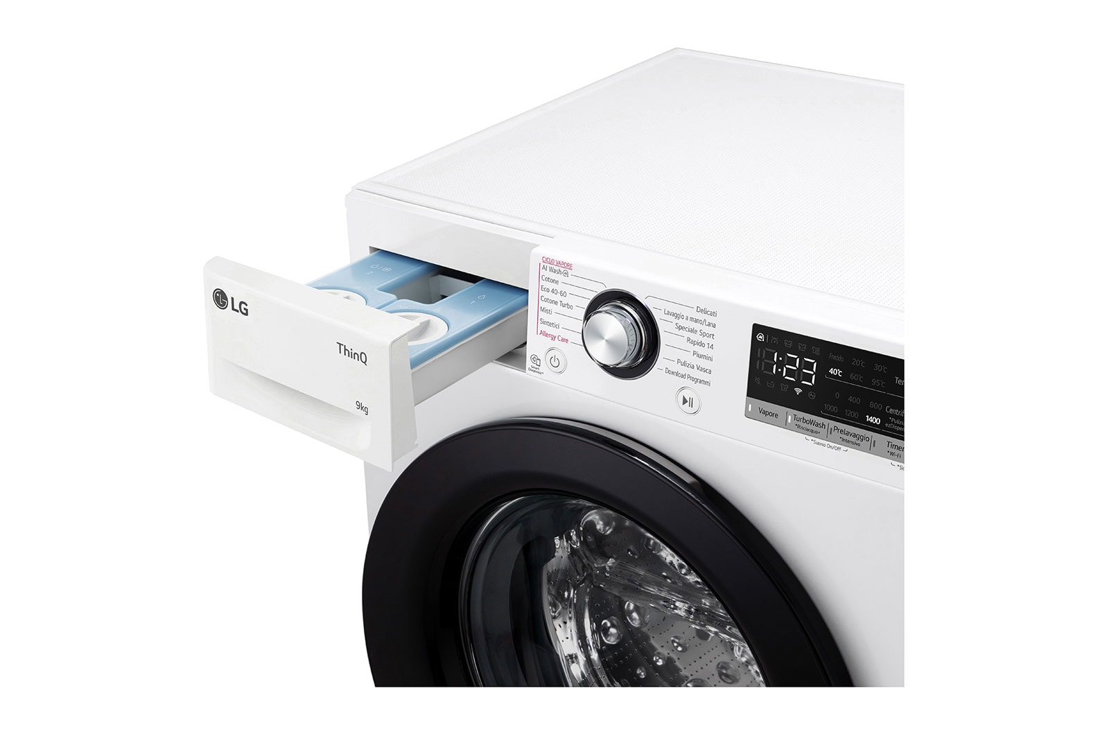 LG Lavatrice 9kg AI DD™ | Serie R3 Classe A-10% | 1400 giri, Autodosaggio, Lavaggio a vapore, Wi-Fi | White, F4R3509NSWB