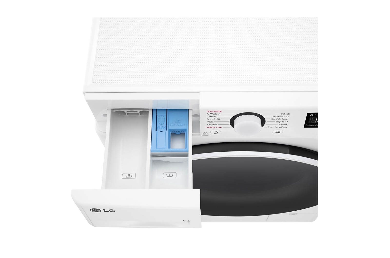 LG Lavatrice 9kg AI DD™ | Serie R5 Classe A-10% | 1400 giri, TurboWash 360, Lavaggio a vapore, Motore Direct Drive | White, F4R5009TSWW