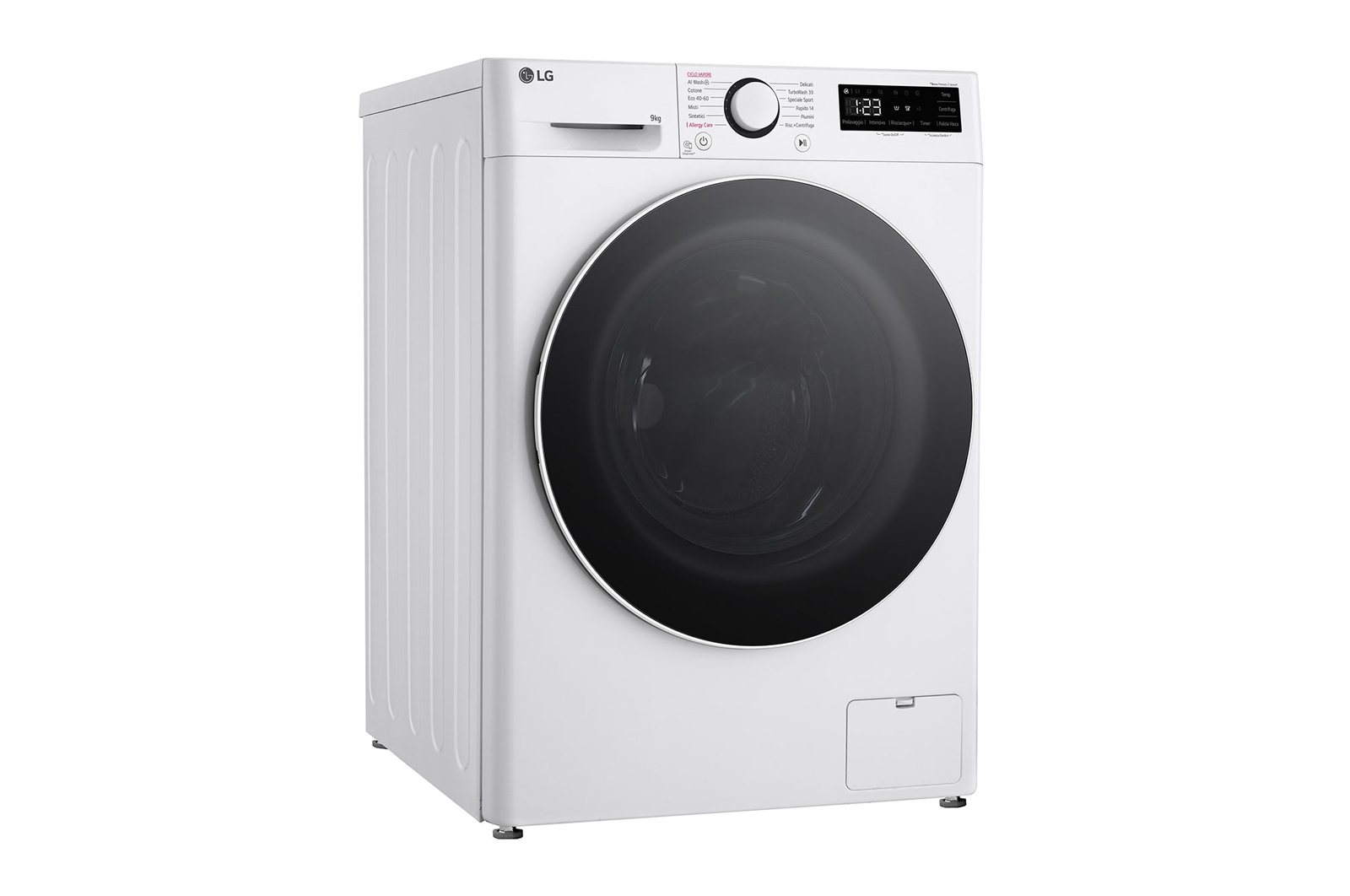 LG Lavatrice 9kg AI DD™ | Serie R5 Classe A-10% | 1400 giri, TurboWash 360, Lavaggio a vapore, Motore Direct Drive | White, F4R5009TSWW