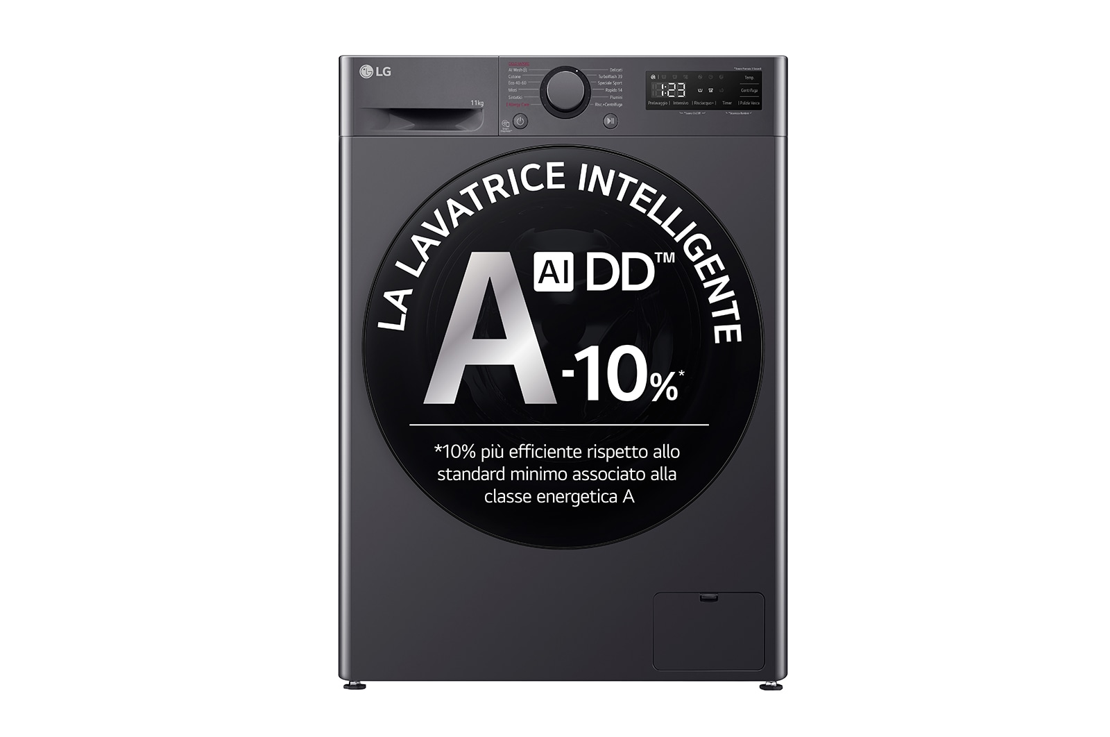 LG Lavatrice 11kg AI DD™ | Serie R5 Classe A-10% | 1400 giri, TurboWash 360, Lavaggio a vapore, Direct Drive | Middle Black, F4R5011TSMB