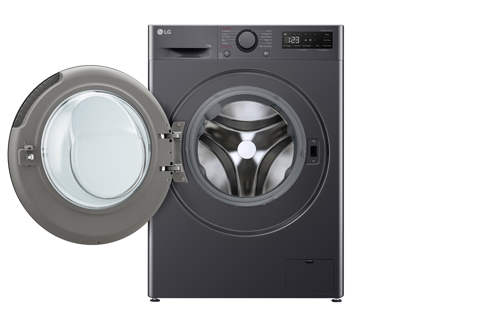 LG Lavatrice 11kg AI DD™ | Serie R5 Classe A-10% | 1400 giri, TurboWash 360, Lavaggio a vapore, Direct Drive | Middle Black, F4R5011TSMB