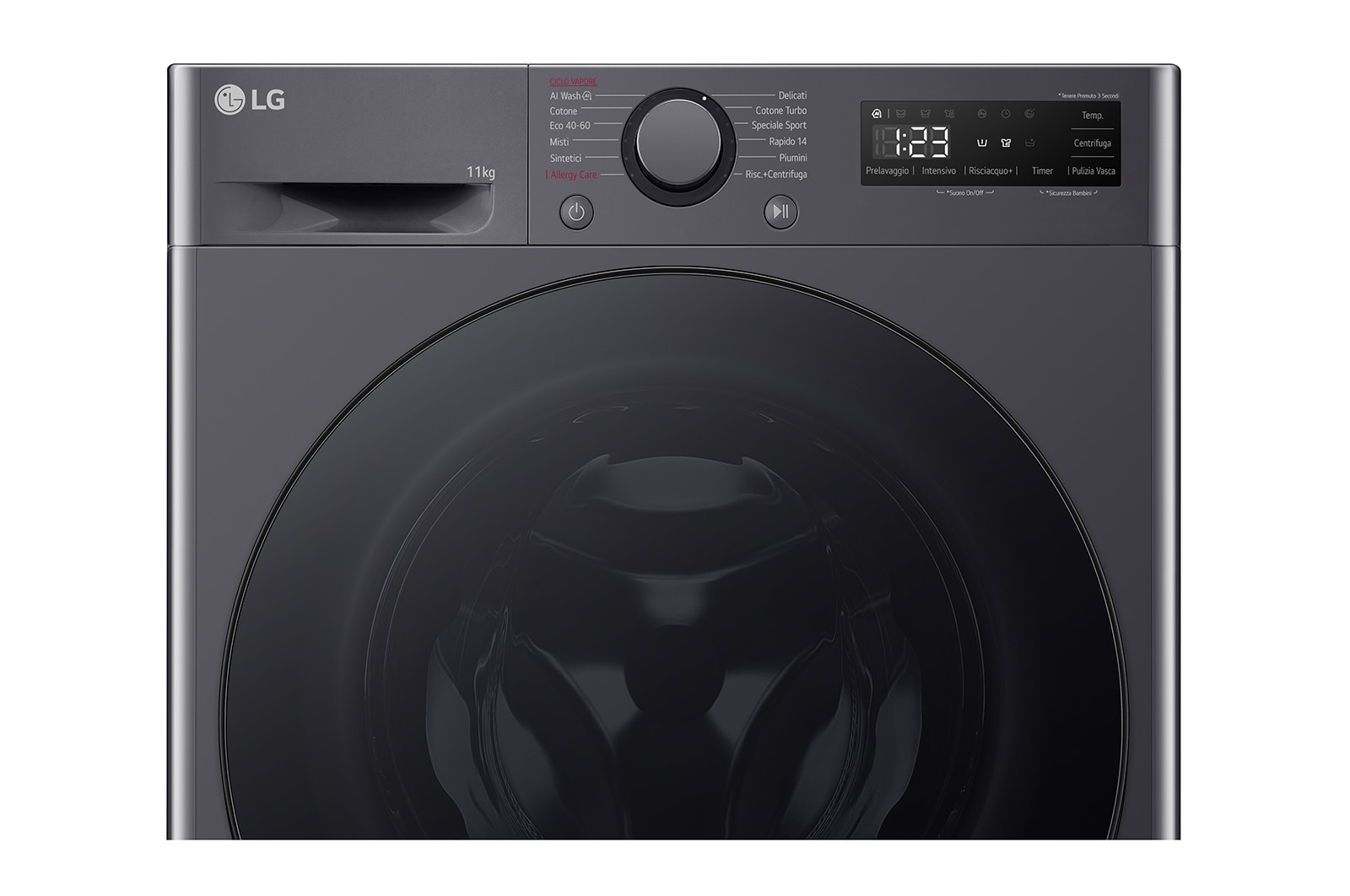 LG Lavatrice 11kg AI DD™ | Serie R5 Classe A-10% | 1400 giri, TurboWash 360, Lavaggio a vapore, Direct Drive | Middle Black, F4R5011TSMB