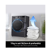 LG Lavatrice 11kg AI DD™ | Serie R5 Classe A-10% | 1400 giri, TurboWash 360, Lavaggio a vapore, Direct Drive | Middle Black, F4R5011TSMB