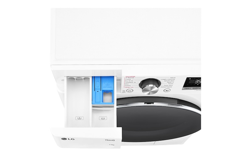 LG Lavatrice 9kg AI DD™ | Serie R7 Classe A-10% | 1400 giri, TurboWash 360, Vapore su 7 programmi, Wi-Fi | White, F4R7009TSWB