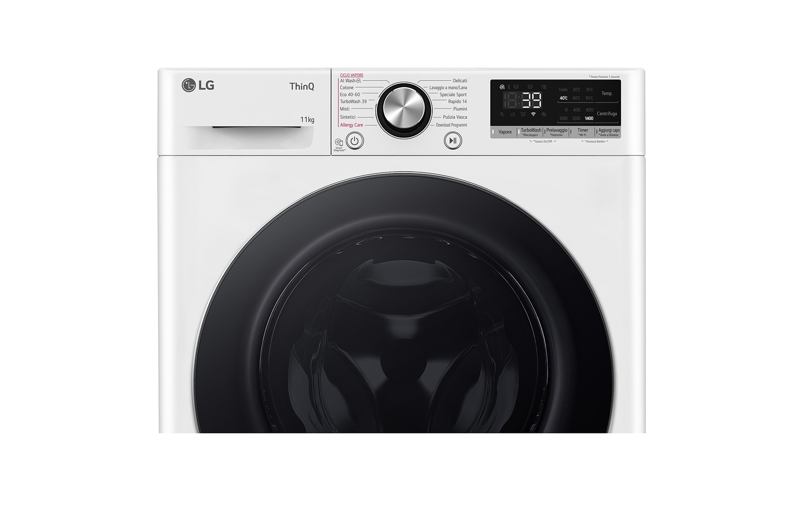 LG Lavatrice 11kg AI DD™ | Serie R7 Classe A-10% | 1400 giri, TurboWash 360, Vapore su 7 programmi, Wi-Fi | White, F4R7011TSWC