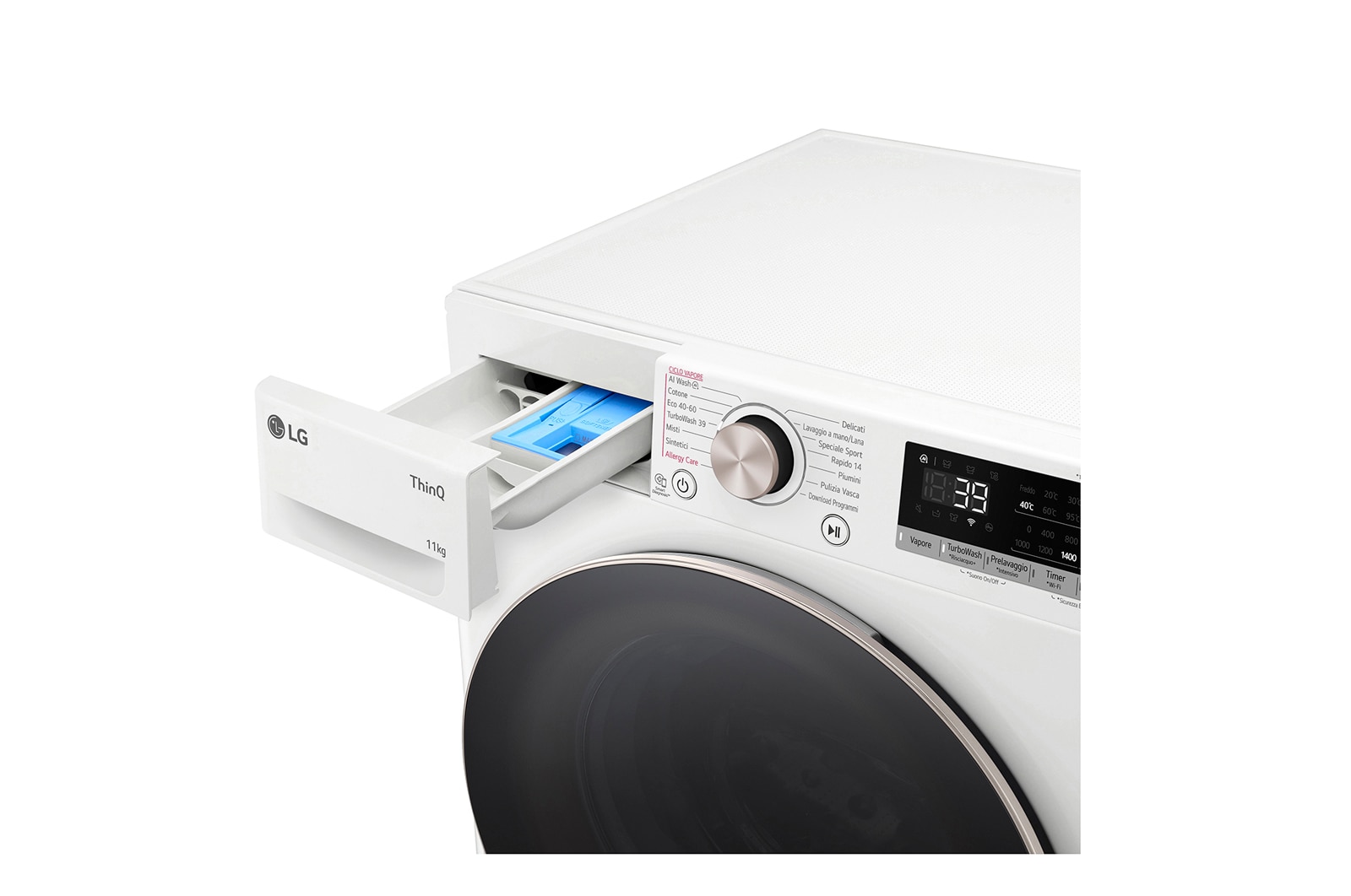 LG Lavatrice 11kg AI DD™ | Serie R7 Classe A-10% | 1400 giri, TurboWash 360, Vapore su 7 programmi, Wi-Fi | White, F4R7011TSWG