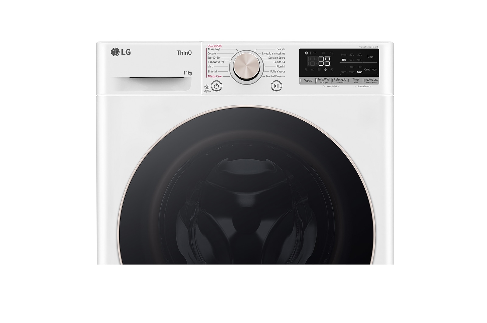 LG Lavatrice 11kg AI DD™ | Serie R7 Classe A-10% | 1400 giri, TurboWash 360, Vapore su 7 programmi, Wi-Fi | White, F4R7011TSWG