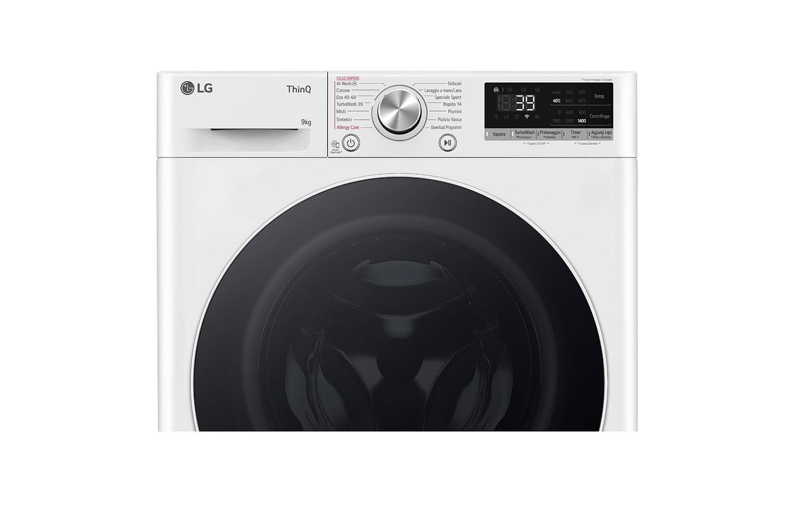 LG Lavatrice 9kg AI DD™ | Serie R7 Classe A-10% | 1400 giri, TurboWash 360, Vapore su 7 programmi, Wi-Fi | White, F4R709TAIDD